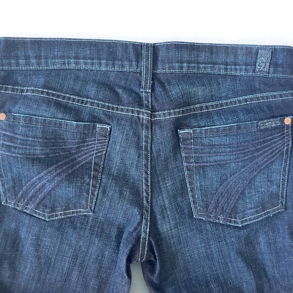 7 For All Mankind Dojo Wide Leg Trouser Jeans Size 30 Blue Black Santiago Wash - Picture 7 of 9